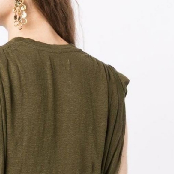 Express Relax Fit Oversized Tee Ruched Shoulders Sleeveless Avocado Green- sz XS - Picture 4 of 8